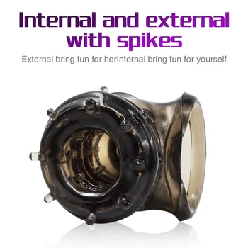 Reusable Male Penis Sleeve Testimony Bondage Cock Extensor Penis Ring Condoms with Scrotum Penis Erotic Male Toys 6