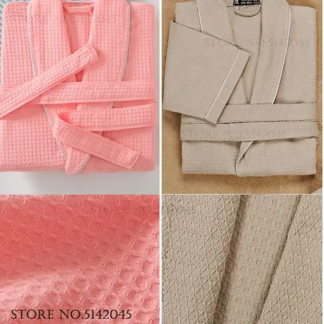 100% coton Couple Robe gaufre peignoir Robe Kimono Yukata maison vêtements décontracté femmes vêtements de nuit printemps été vêtements de détente