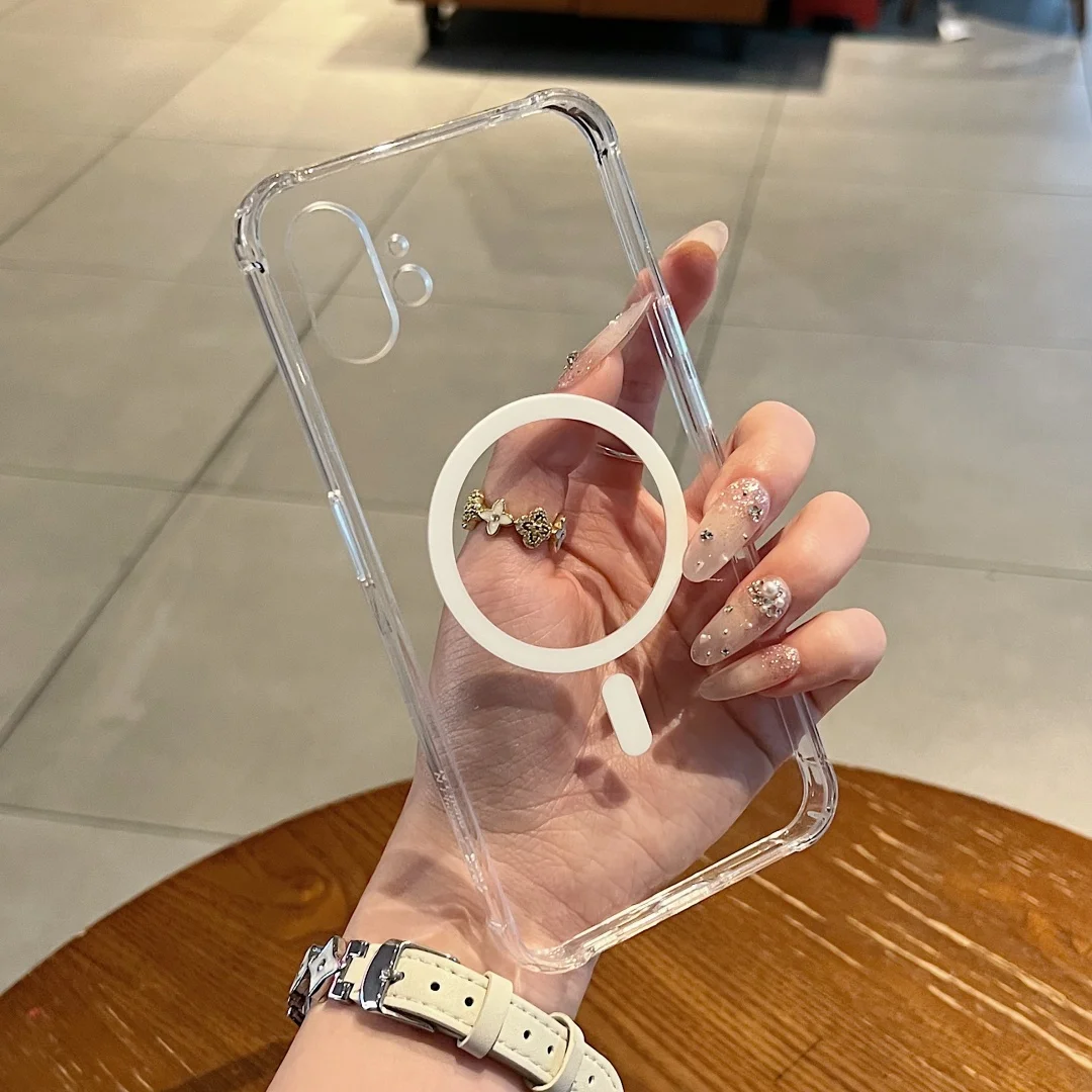 Transparent Magnetic Protective Phone Case with TPU Sides and Plastic Back