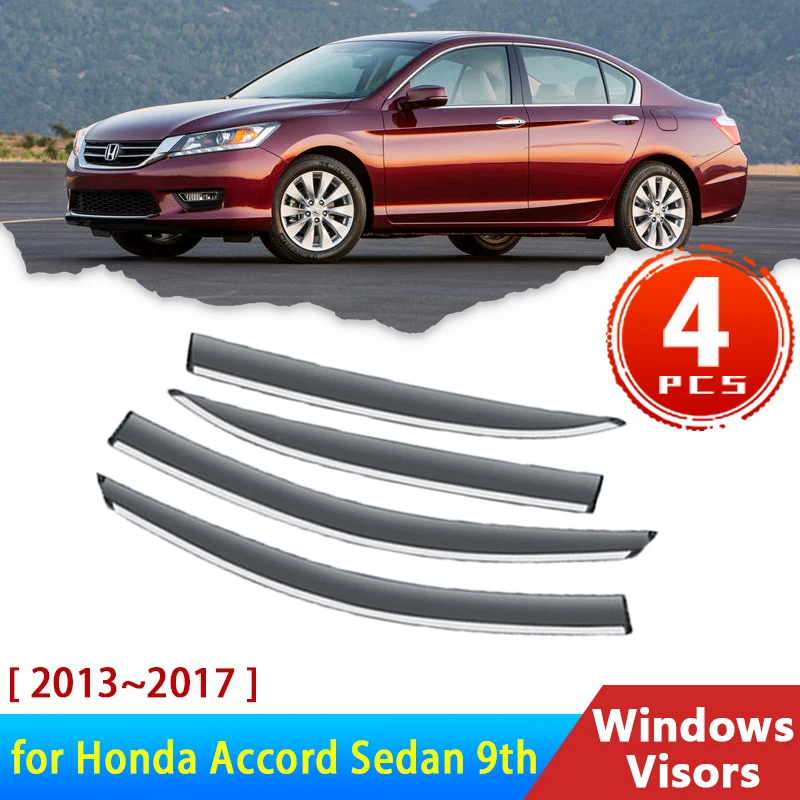 

4x Windshield for Honda Accord Sedan 9th 9gen 2013~2017 Accessories Car Side Window Visor Deflectors Awing Trim Sun Rain Eyebrow