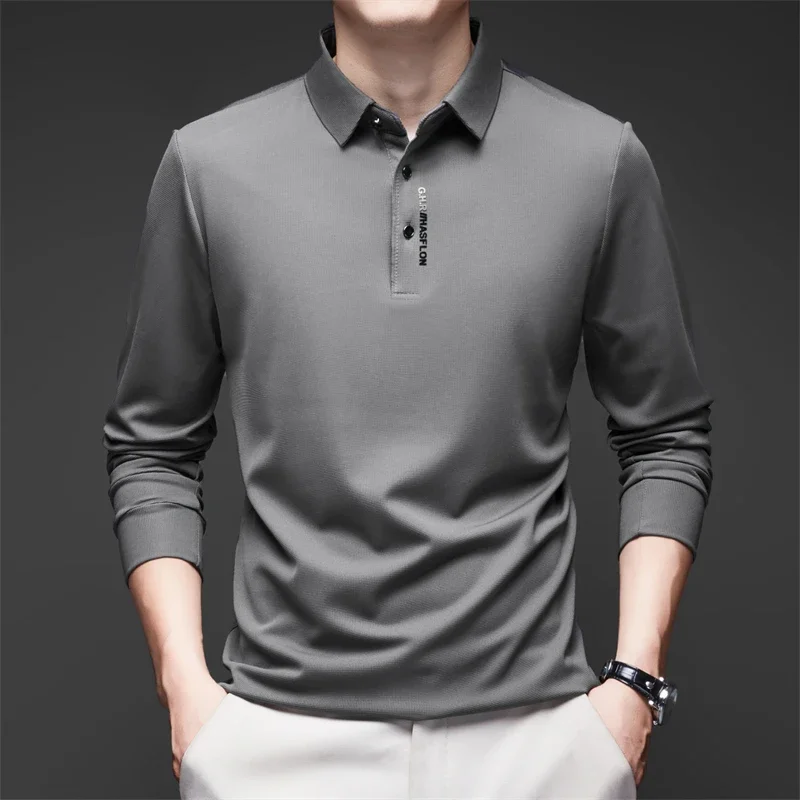 Men's Stand-Up Collar Short-Sleeved Polo Shirt Business Casual Solid Color Polo Shirt