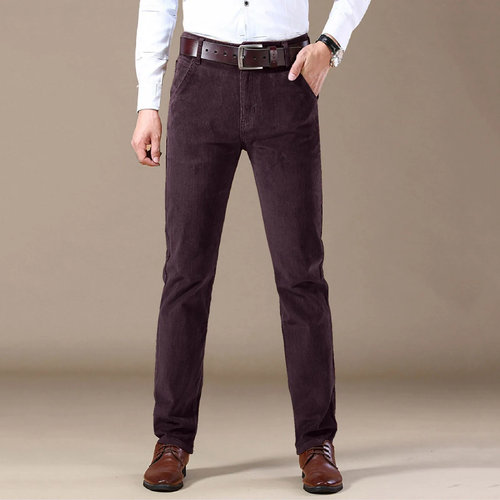 Pants Men Vintage winter Corduroy Slim Casual Dress Suit Fashion Business Brand Plus Size