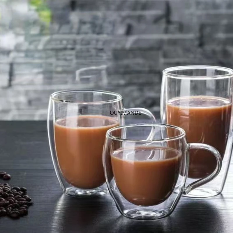 1/4/6Pcs Double Wall Glass Cups Espresso Coffee Mug 80/250/350/450