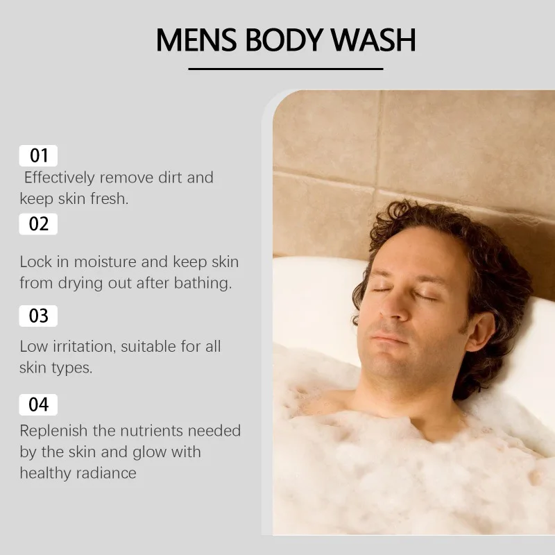 Men Hyaluronic Shower Gel Long Lasting Moisturizing Deep Cleaning Reduce Dryness removing Exfoliate Brighten Tone Body Wash Gels