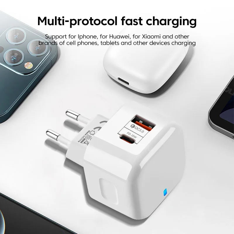 Фото PD20W USB зарядное устройство Быстрая зарядка QC 3,0 настенное зарядное устройство для iPhone 14 13 Samsung Xiaomi Mobile 2 порта EU US UK вилка адаптер для путешествий №5