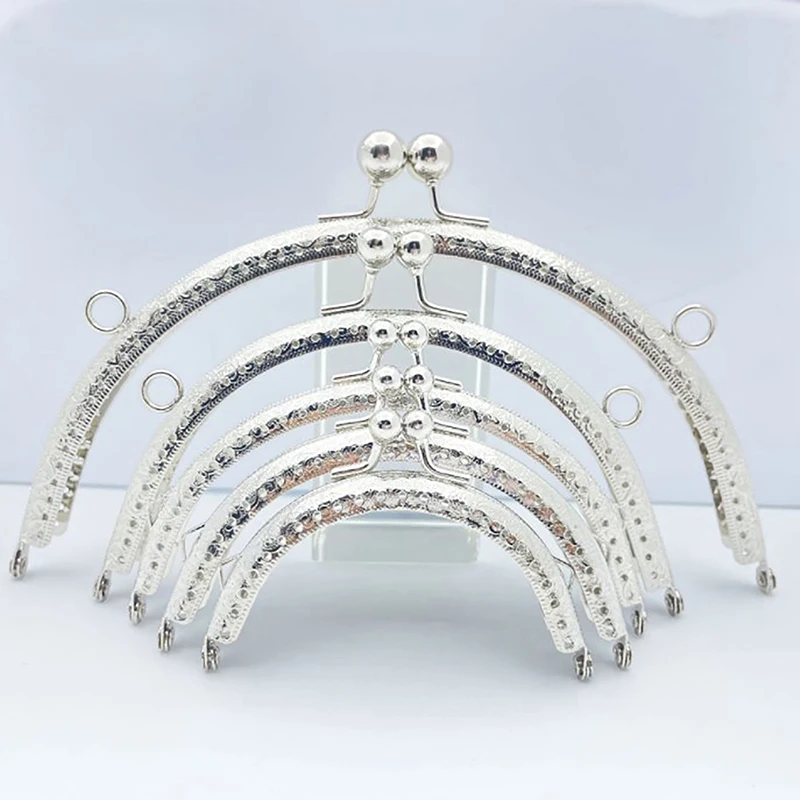 

1PC Glossy Silver Basic Semicircle Metal Purse Frame Kiss Clasp Lock DIY Bag Accessories 8.5/10.5/12.5/15/20.5CM