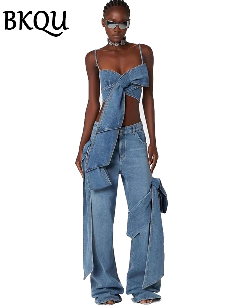 【BAON】23SS★ [BAON] Teedo Ribbon Denim Blouse Pants Set lM4oW-bI_f5c488e7-2d16-42cd-