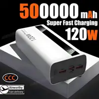 120W 200000mAh Power Bank High Capacity Super Fast Charging Power Bank Portable Battery Charger For Huawei iPhone Samsung Xiaomi