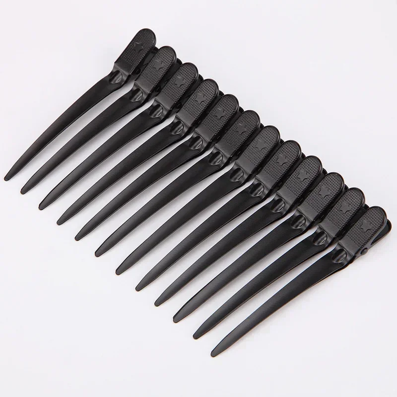 12pcs Hair Care Clips Stainless Steel Hairdressing Sectioning Clips Clamps for Hairdressing Barber Hair Cut Use Styling Tools