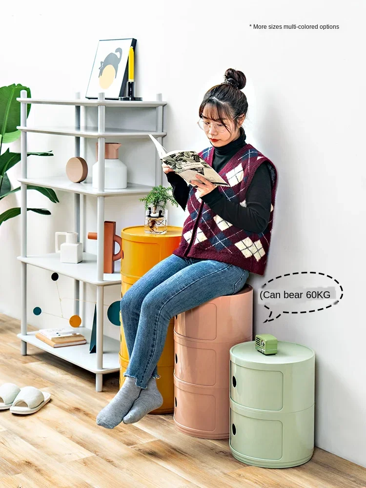 Anti-slip Nordic Round Coffee Table Sliding Door Modern Desk Large Capacity Bedroom Cabinet Stylish Design