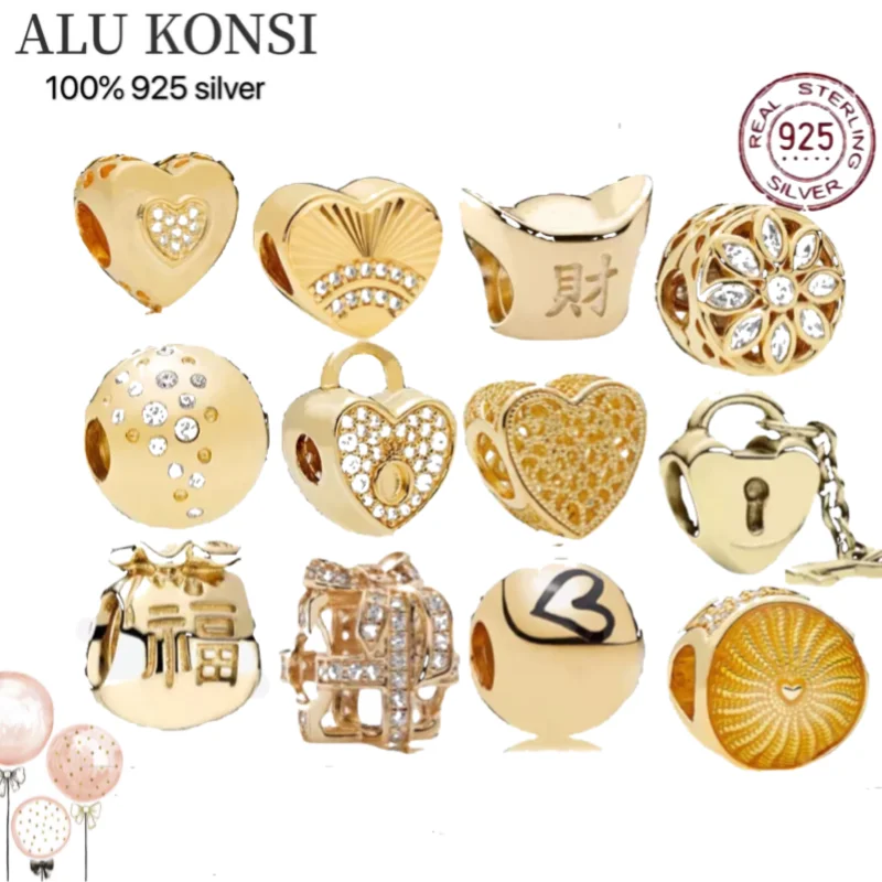 

Luxury 100% 925 Sterling Silver Pan beads Fit Original for Women charms bracelet Authentic DIY Jewelry Christmas gift