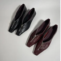 Fashion High Heels for Women New High Quality Square Toe Zipper Low Heel Leather Shoes Casual Trend Hot Selling Women's Shoes 1