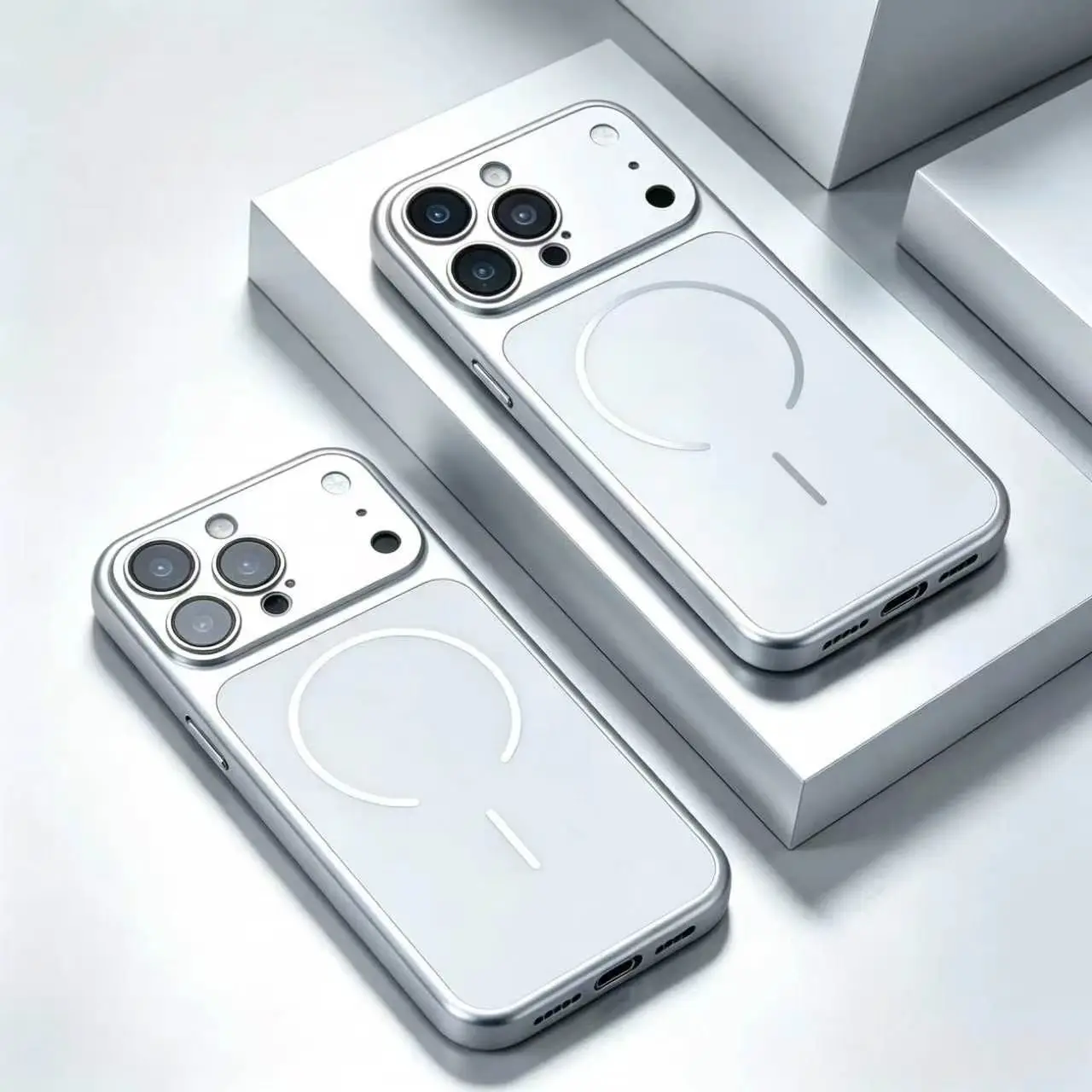 Enhanced Magnetic Matte Metal Phone Case with Large Window - Magsafe Compatible, Protective Cover