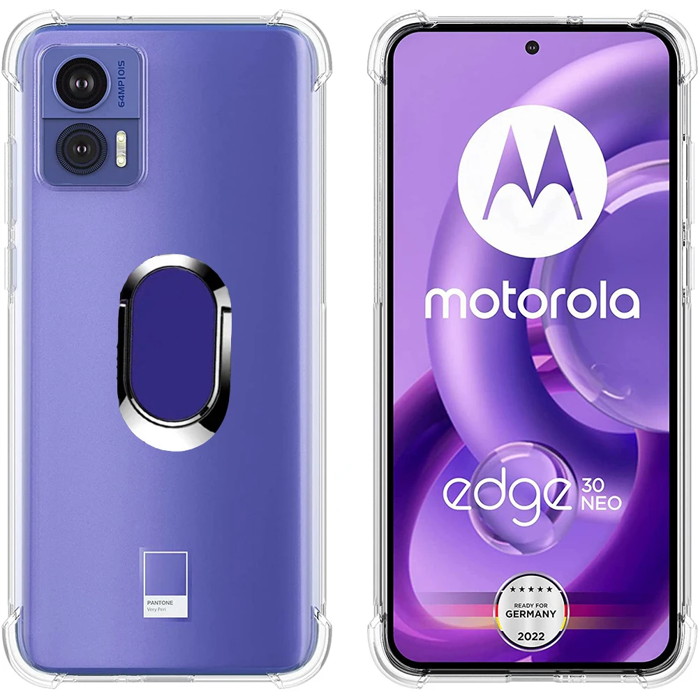 Фото Ring Holder Case For Moto Edge30 Neo Soft TPU Reinforced Corners Shockproof Cover for Motolora Moto Edge 30 Neo Lite Pro Ultra №3