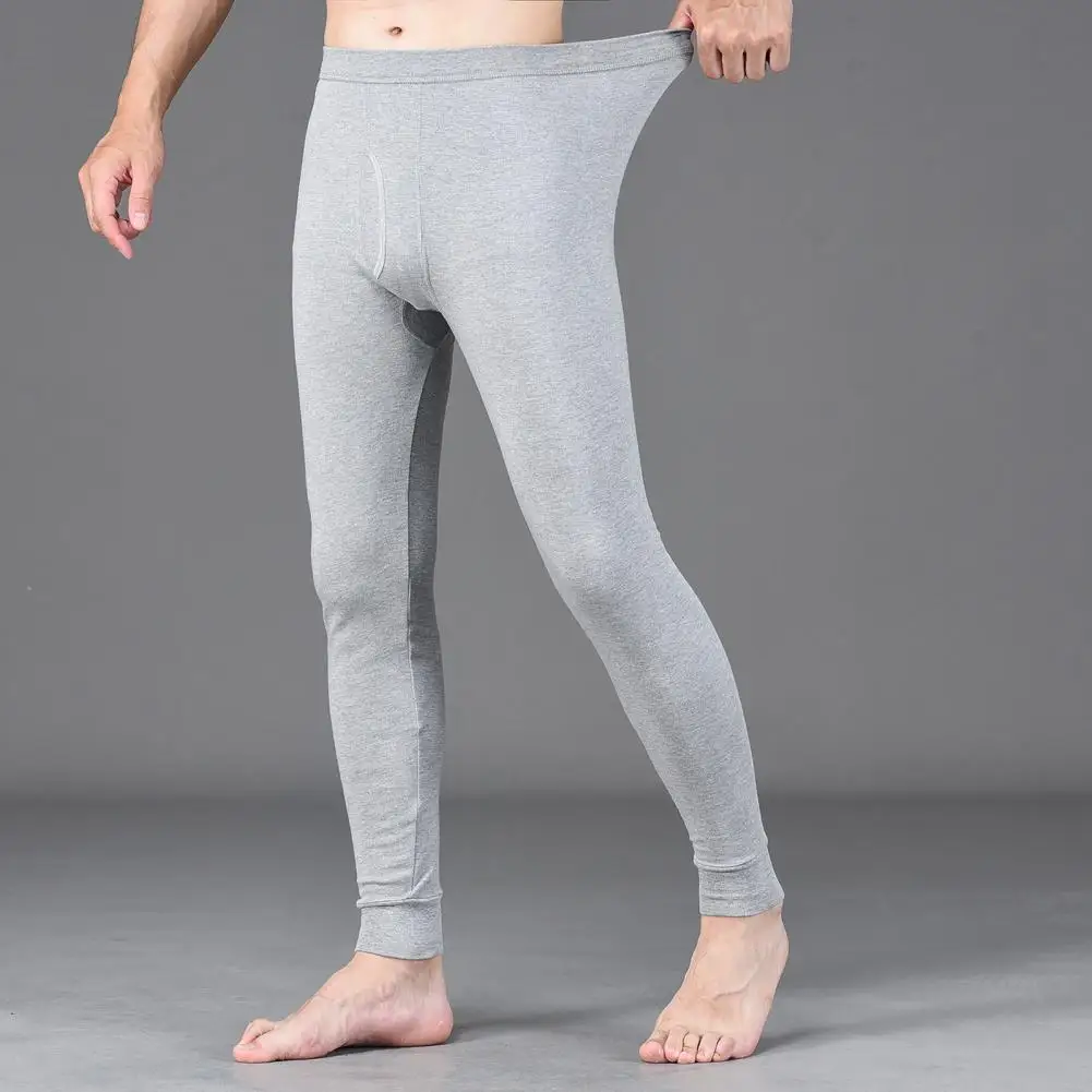 

Elastic Base Layer Bottoms Men's Winter Long Johns with Great Elasticity High Waist Thick Warm Open Crotch Slim Fit for Plus