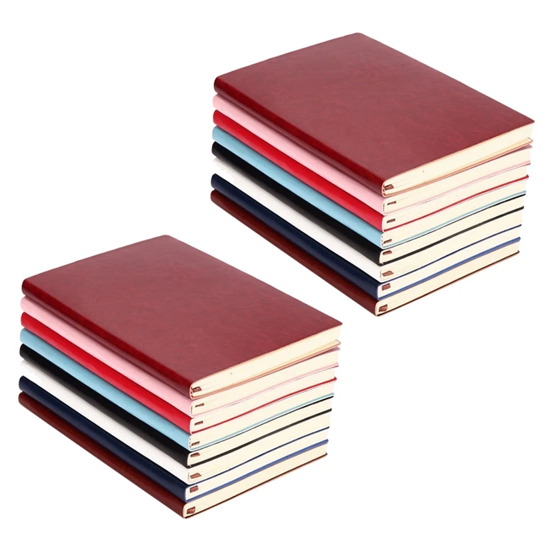 

2X 6 Color Random Soft Cover PU Leather Notebook Writing Journal 100 Page Lined Diary Book