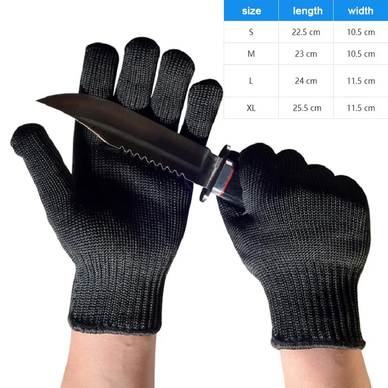 

1Pair Anti Cut Gloves Extended Sleeves Level 5 Black Wire Cut Resistant Gloves Safety Kitchen Hands Protection Working Gloves