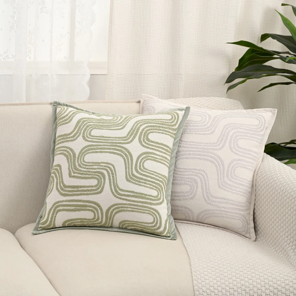 Geometrisches Muster Chenille Jacquard Samt Wurfkissenbezug Cojines Weiches Kopfteil Wurfkissenbezug Dekoration Sofa Kissenbezug – Detail 6