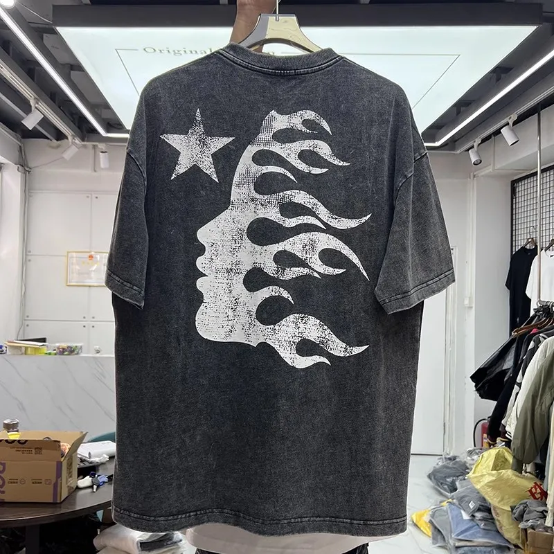 

New Style Vintage Hellstar T-shirt Men Women Hip Hop Smiling Face Skeleton Teeth Tee Tops T Shirt Mon Compte