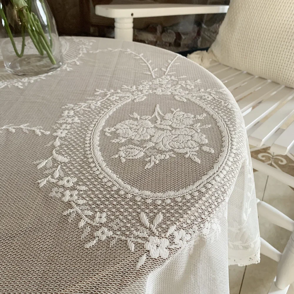 White Floral Lace Tablecloth for Kitchen Wedding Party Decor Baby Showers  Dining Table Rectangle Cabinets Cover - AliExpress, image size:1000x1000