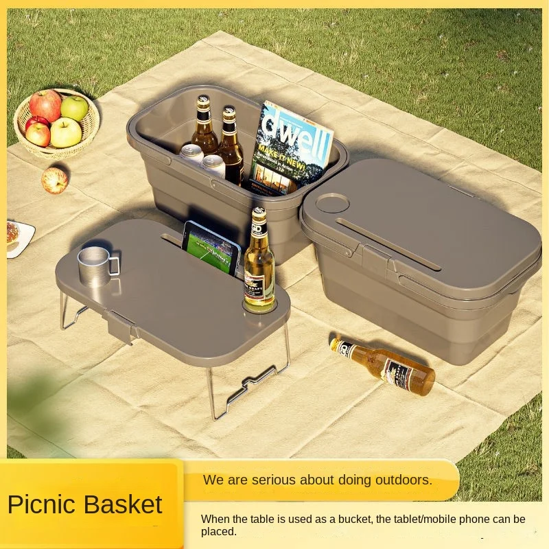 Outdoor Camping Storage Basket Picnic Portable Foldable Table Board Field Camping Water Carrying Basket Outdoor Folding Box folding fishing chair foot shower stool with handle portable field sketching chair for lawn outdoor camping beach activities