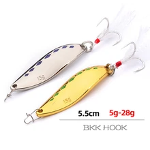 

1Pcs Metal Spinner Spoon Fishing Lures 5G-28G Gold Silver Artificial Bait With Feather Treble Hook Trout Pike Bass Tackle