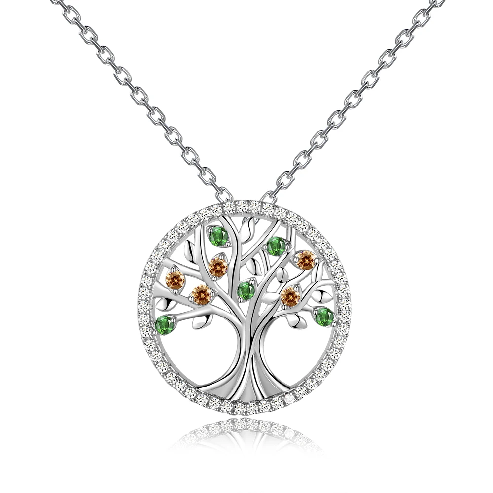 New Design Tree Wedding Necklaces Pendants For Women Fashion Jewelry Necklace With Colorful Gemstone Hot Sale Christmas Gift