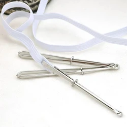 2pcs Stainless Steel Garment Clips Sewing DIY Tools Elastic Band Tape Punch Cross Stitch Threader Wear  Rope Elastic Clamp