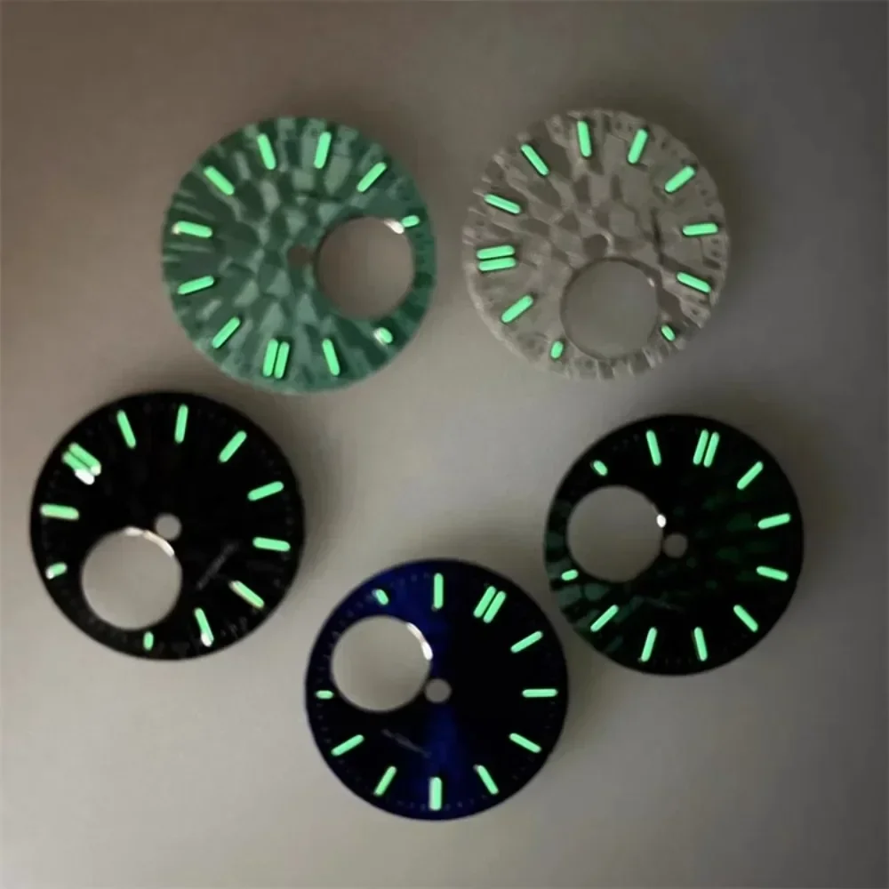 NH38 Dial 28.5mm Watch Dial Green Luminous Diving Watch Faces for NH38/NH34 Movement Modification Accessories