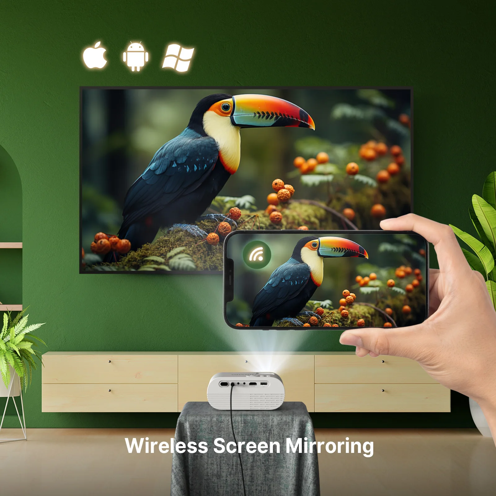 Mini Projector Portable Projector Video Projector ONVONY A1 Portable Native 1080P WiFi Mini Projector LED Wireless Projector Movie Bluetooth Full HD 1080P Home Theater