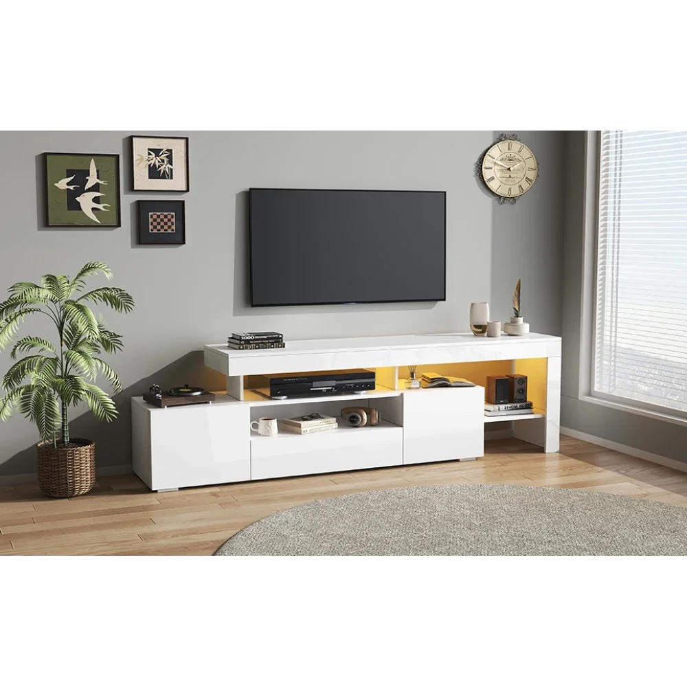 Moderner Hochglanz-LED-Lowboard-TV-Schrank – 192 x 37 x 53 cm, mit Schränken und Kommoden, passend für 85 Zoll, praktisches Wohnzimmer – Detail 4
