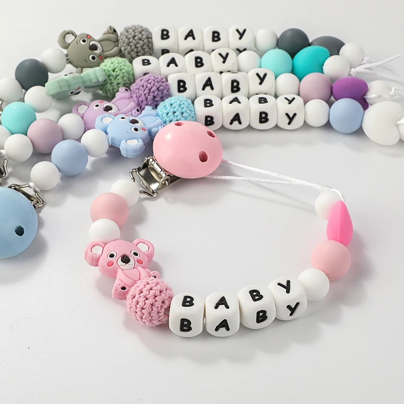 Pacifier Chain Personalized Name Handmade Pacifier Clips Holder Silicone Cartoon Fox Baby Teether Teething Chain pacifier clip pacifier accessories teether clip