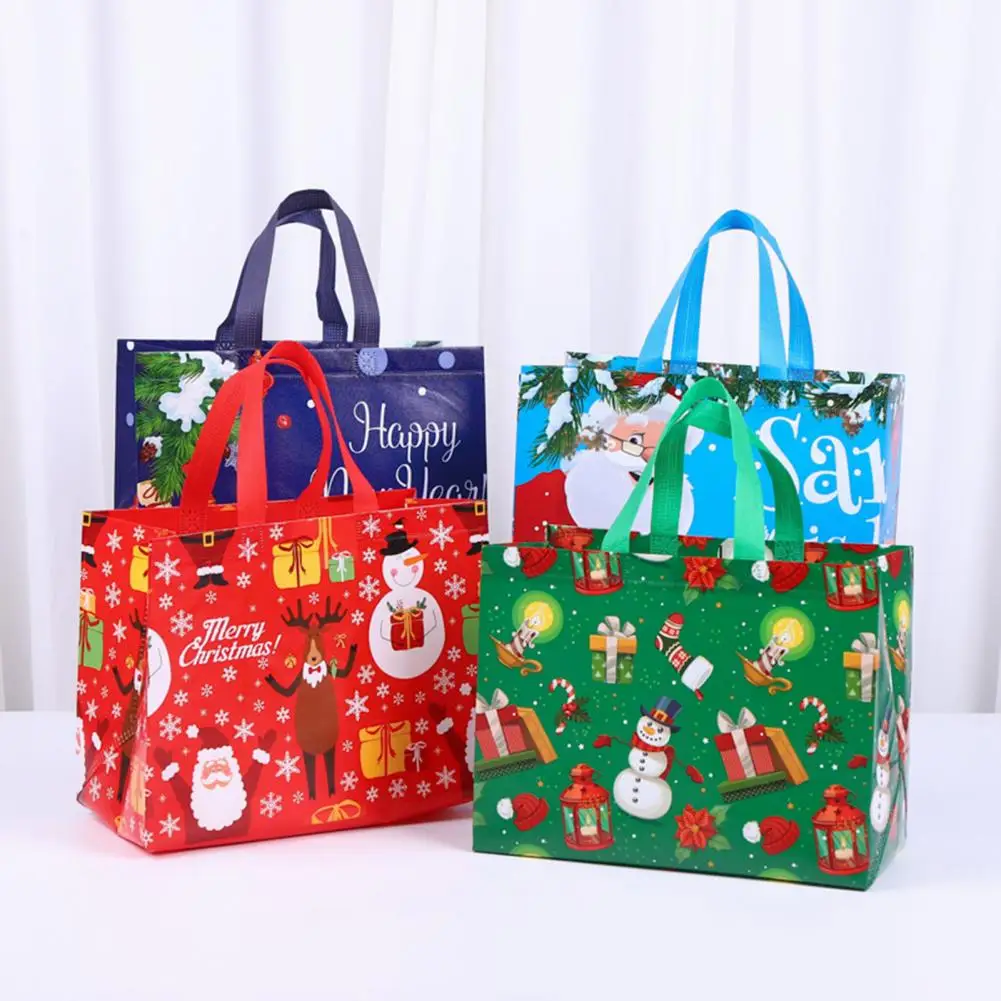

5Pcs Merry Christmas Gift Bag Cartoon Santa Claus Snowman Non-Woven Bag Xmas Gift Present Wrapping Bags 2023 Noel Presents Bag