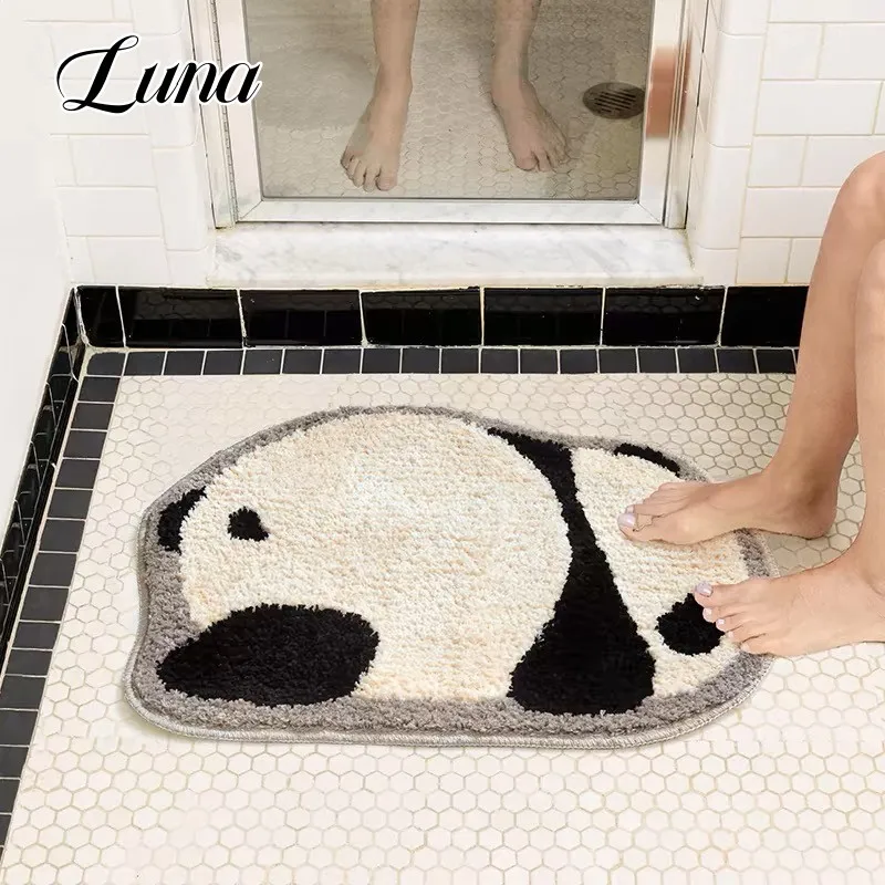 

Panda Tufted Carpets for Living Room, Cartoon Anti-Slip Washroom Floor Mat, Home Fluffy Animal Area Rug Children Bedroom Decor