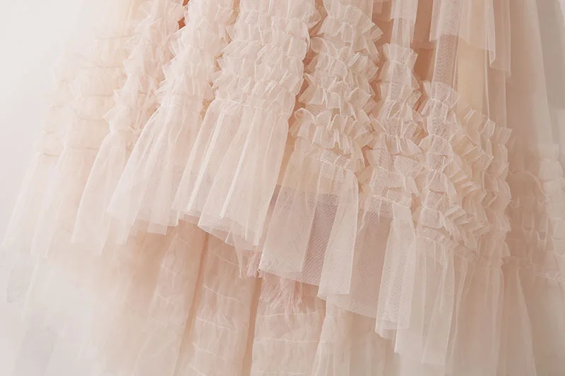 mini skirt 2022 Spring Summer Vintage Tulle Skirt Women Elastic High Waist Mesh Agaric Edge Fold Skirts Long Pleated Tutu Skirt Female Jupe crop top and skirt