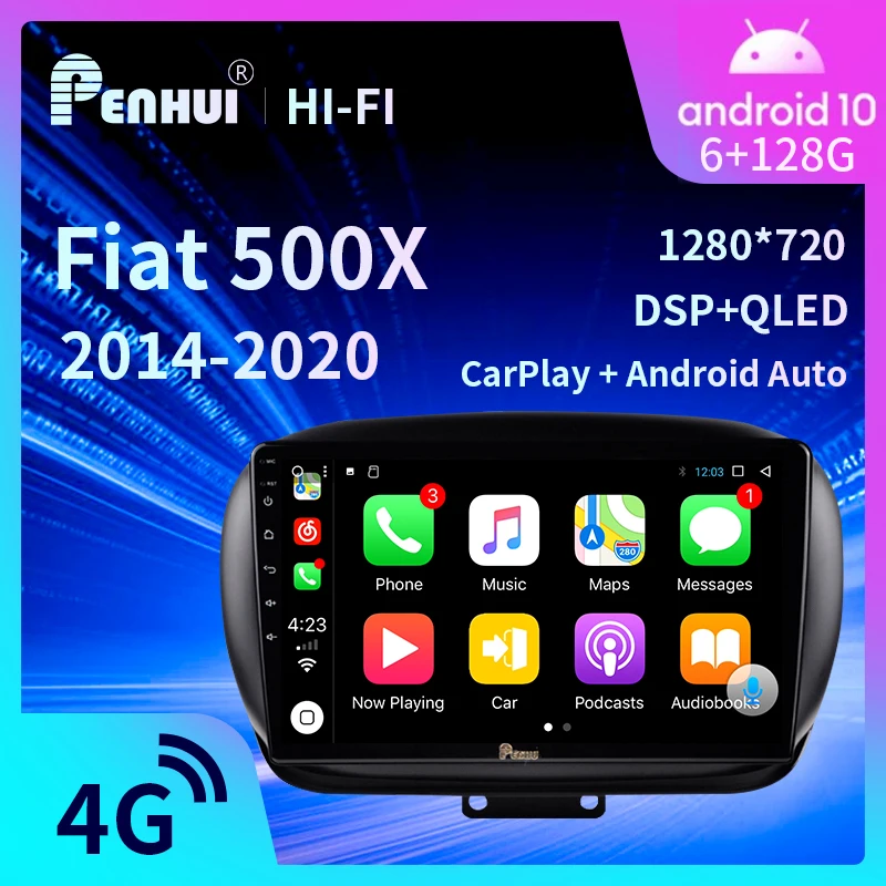 Dvd Per Auto Per Fiat 500X (2014-2020) Autoradio Lettore Video Multimediale Navigazione Gps Android 10.0 Doppio Din