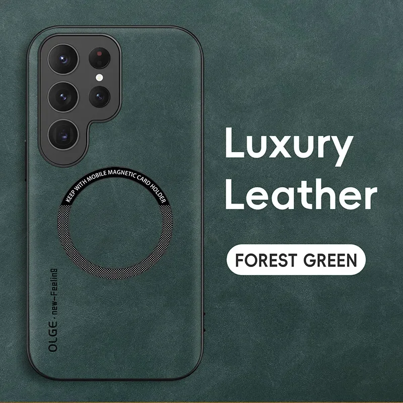 OLGE Sheepskin Vintage Magnetic Leather Phone Case with Magsafe Compatibility