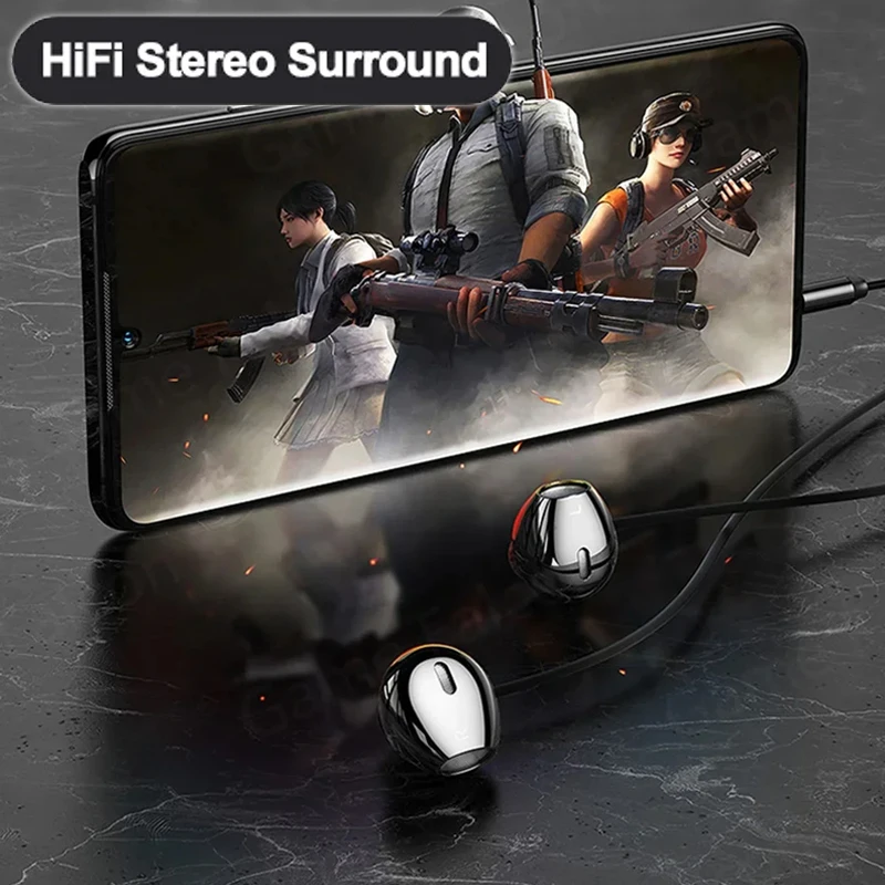 Type-C In-Ear Wired Karaoke Headphones 3.5mm Stereo Music Earbud Handfree Headset Earphones with Mic 3