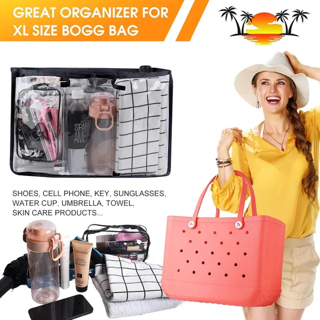 Bogg Bag Organizer Insert For XL Size - Mesh Divider With Pockets For Large Beach Tote