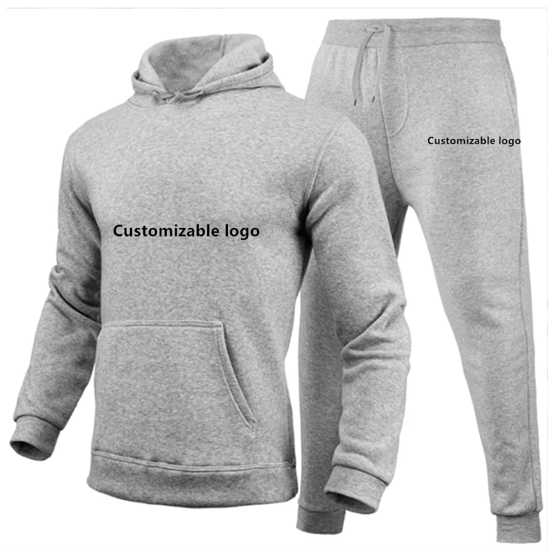 Spring And Autumn New Men Hoodies Fashion Sports Solid Color Long Sleeve Hoodies Customizable For Various Logo Hoodies Set