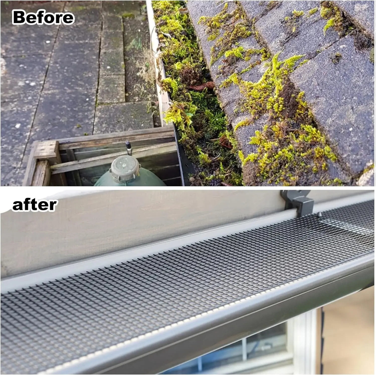 Plastic Gutter Guard Mesh Roll 2 Packs 6&rdquo; X 20Ft 20 Clip Fixed Hooks gutter leaf guard