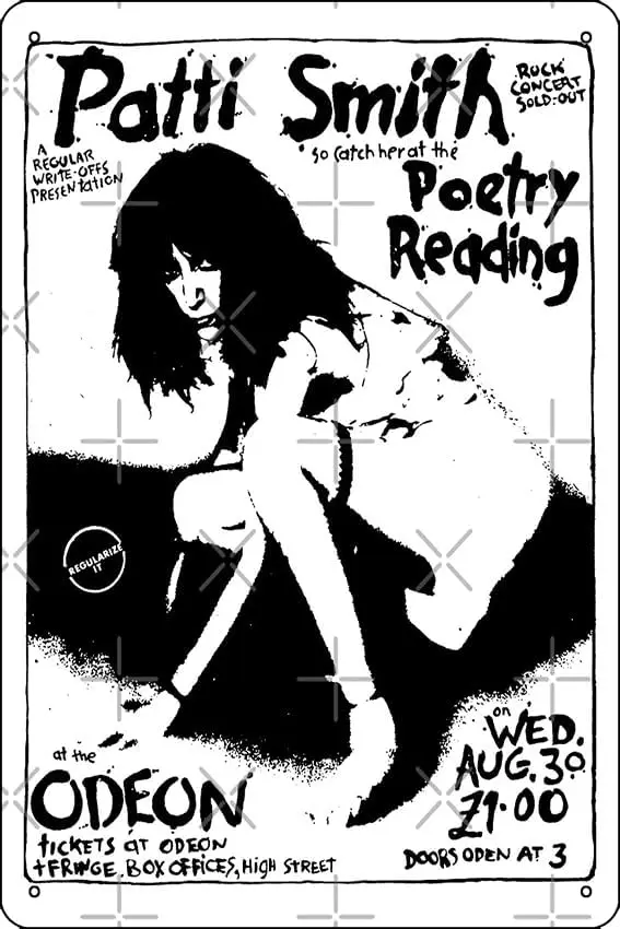 

Забавная металлическая жестяная вывеска Patti Smith с фотографическим принтом для Дома кухни бара комнаты гаража 8 дюймов x 12 дюймов