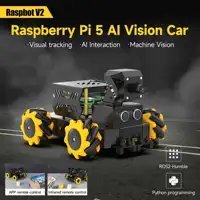 Yahboom 4WD Raspbot V2 AI Robot Car Kit Based on Raspberry Pi 5 for Beginners Educational Toy ROS2-Humble Python Programming Set 1