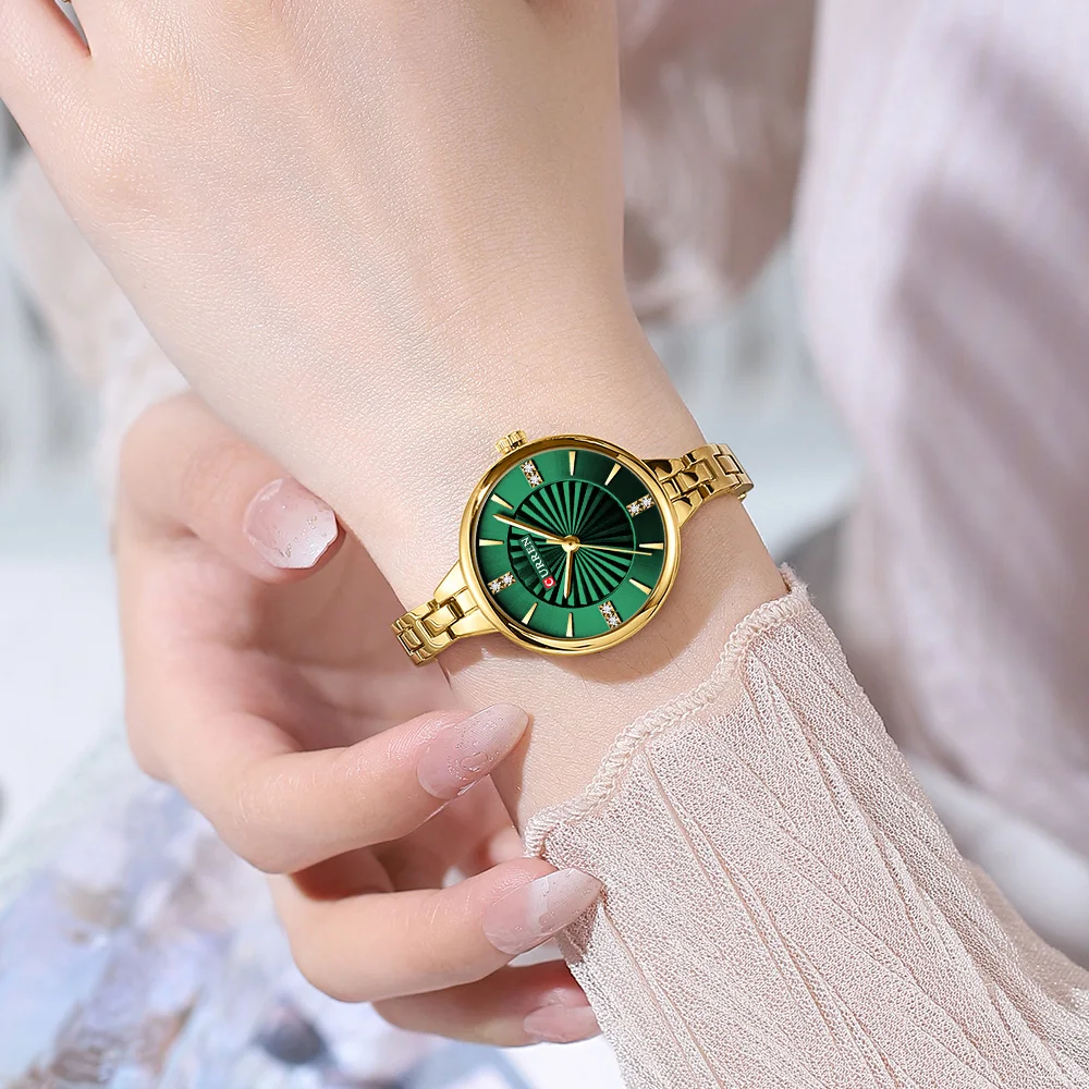 CURREN Women's Watches Jewelry Quartz Watch Waterproof Stainless steel Strap Rose Gold Watch for Women Fashion Watch Bracelet 6
