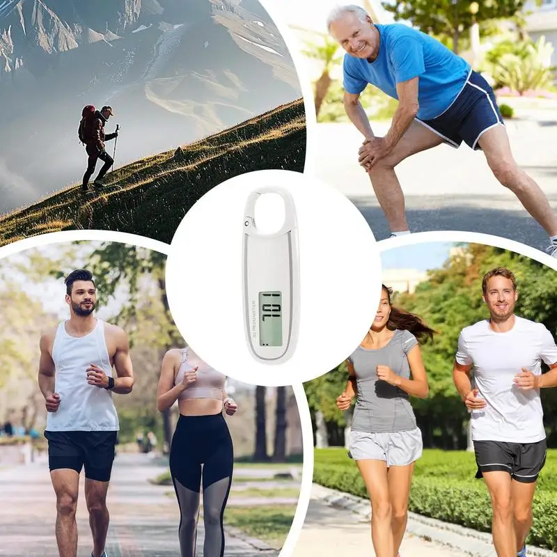 Clip On Pedometer Large Digital Display Simple Step Counter Step Tracker 3D Pedometer With Removable Clip Accurately Track Steps