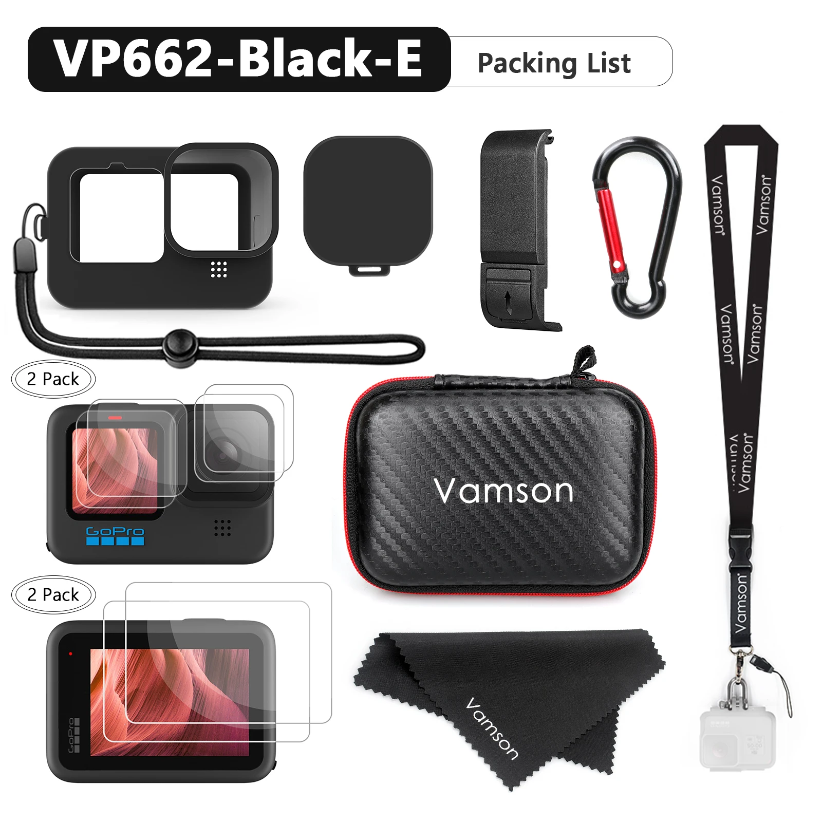 Aazon.co : OKFUN Accessories Kit For Go Pro Hero12/Hero11/Hero10/Hero9 Black,Carrying Case - View #3