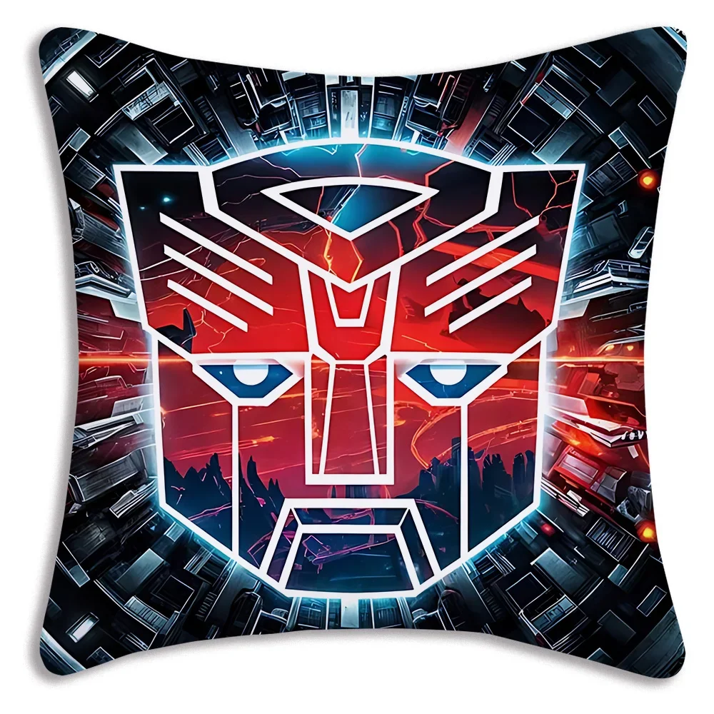 Anime Transformers Autobot Pillow Covers Cartoon Sofa Decorative Home Double-sided Printing Short Plush Cute Cushion Cover