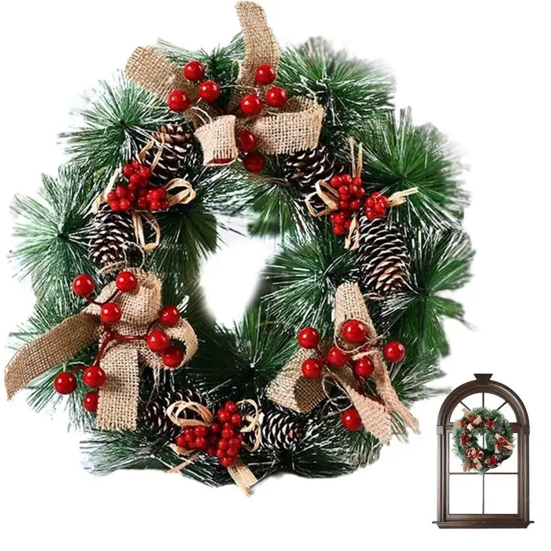 

Christmas Wreaths For Front Door Pine Cones Artificial Door Wreath Non Fading Outdoor Winter Artificial Christmas Wreath With