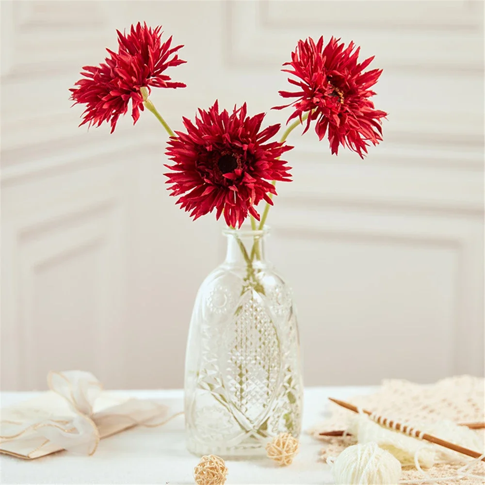 Flores falsas de crisantemo africano, plantas artificiales para decorar el jardín y el hogar, bonsái, Malus, spectabilis, flor de ciruelo