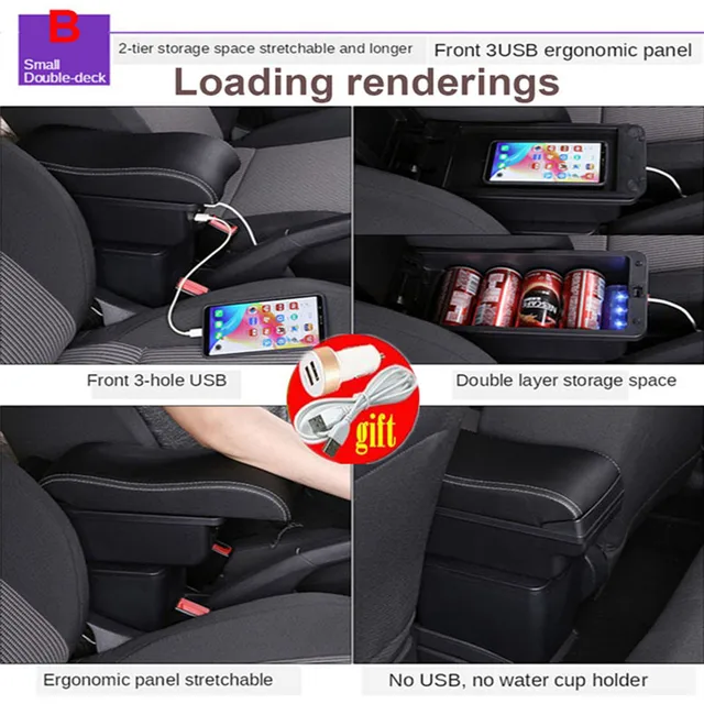 Für Peugeot 2008 Armlehne box Für Peugeot 208 Auto armlehne box 2019-2023  Zentrale Lagerung box Retrofit USB lade auto zubehör - AliExpress